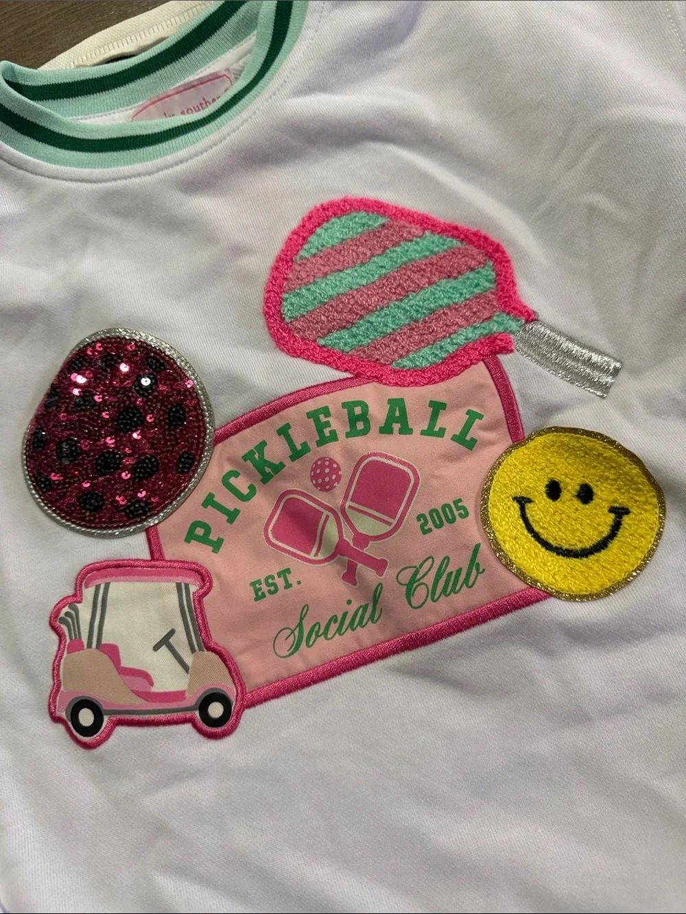 Simply Southern White Kids Sweatshirt with Pink and Green Accents